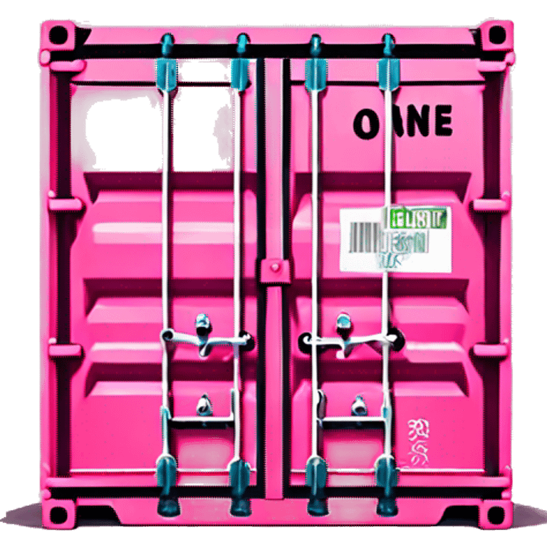 a pink shipping container with the word "ONE" on the side in white letters emoji