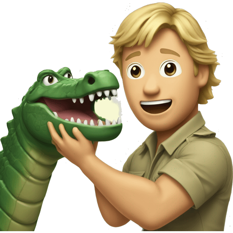 exited Steve Irwin wrestling with crocodile emoji