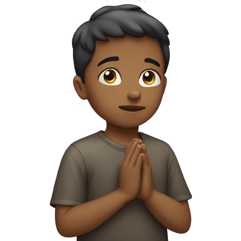 boy with praying hand emoji