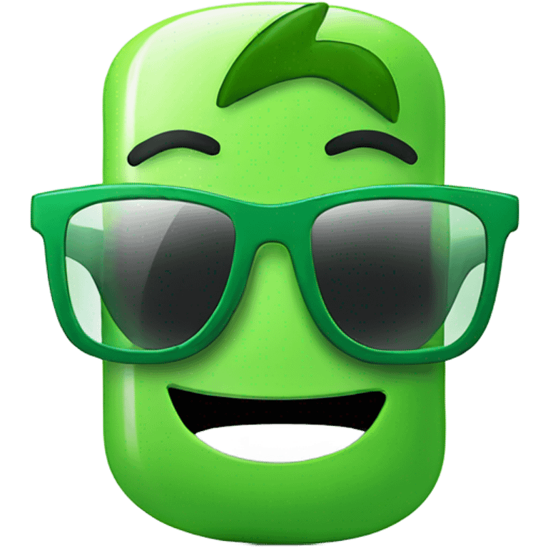 Green smartphone with sunglasses feeling happy emoji