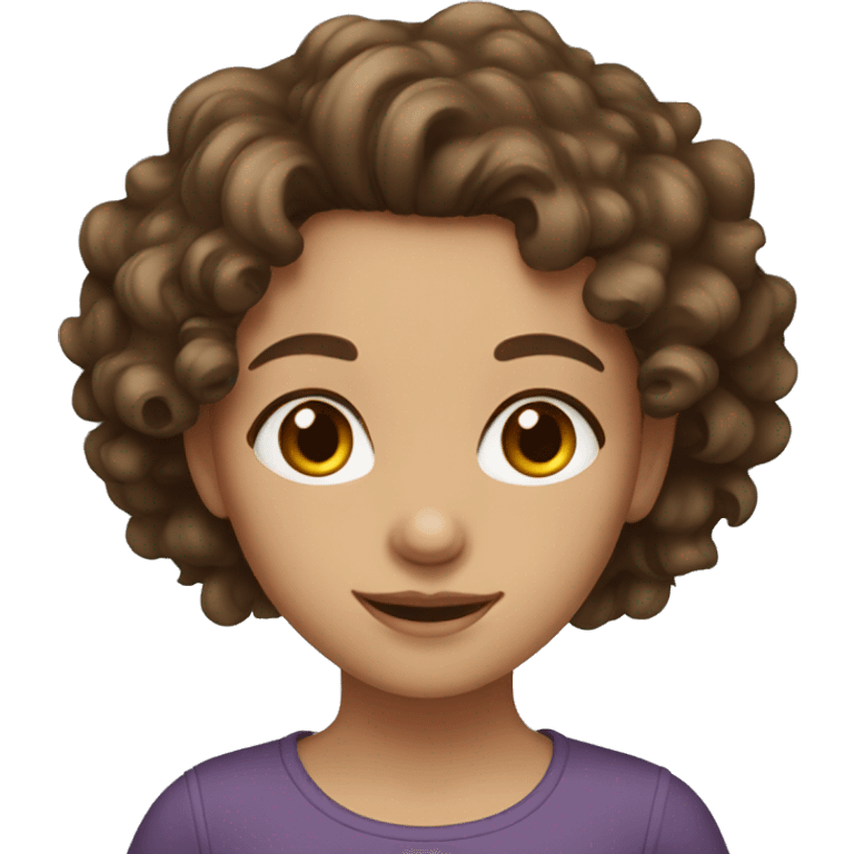 Girl with brown hair and brown eyes with curly hair  emoji