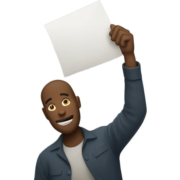 person holding paper sign above their head emoji