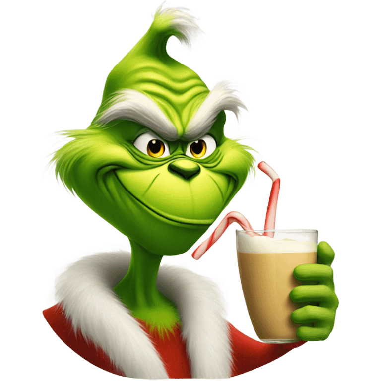 The grinch drinking a carton of eggnog emoji