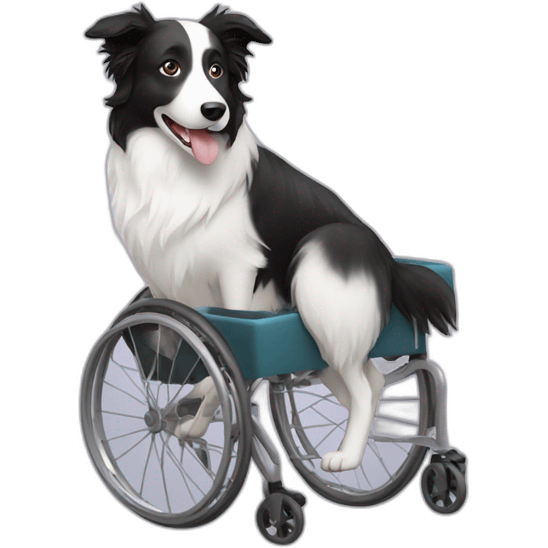 white border collie in wheel chair emoji