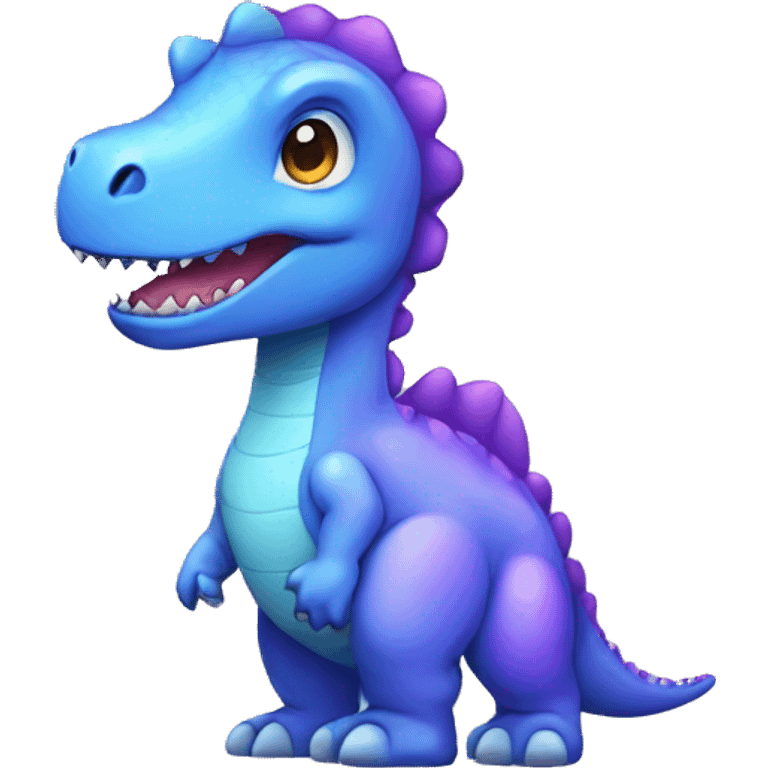 Female full body blue and purple cute dinosaur emoji