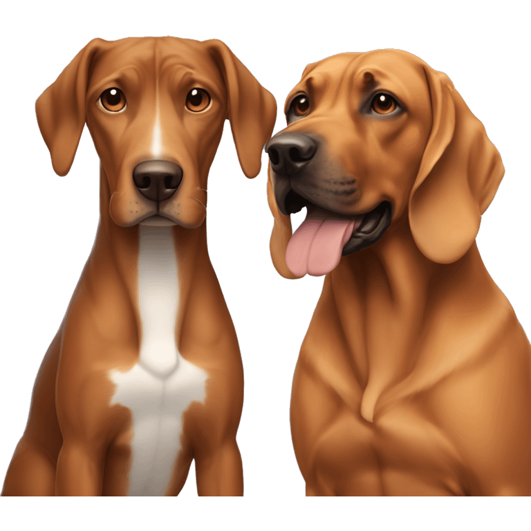 white male with long rainbow colored hair alongside a brown rhodesian ridgeback emoji