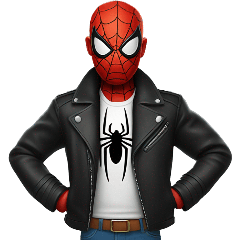 Spider-man wearing black leather jacket emoji