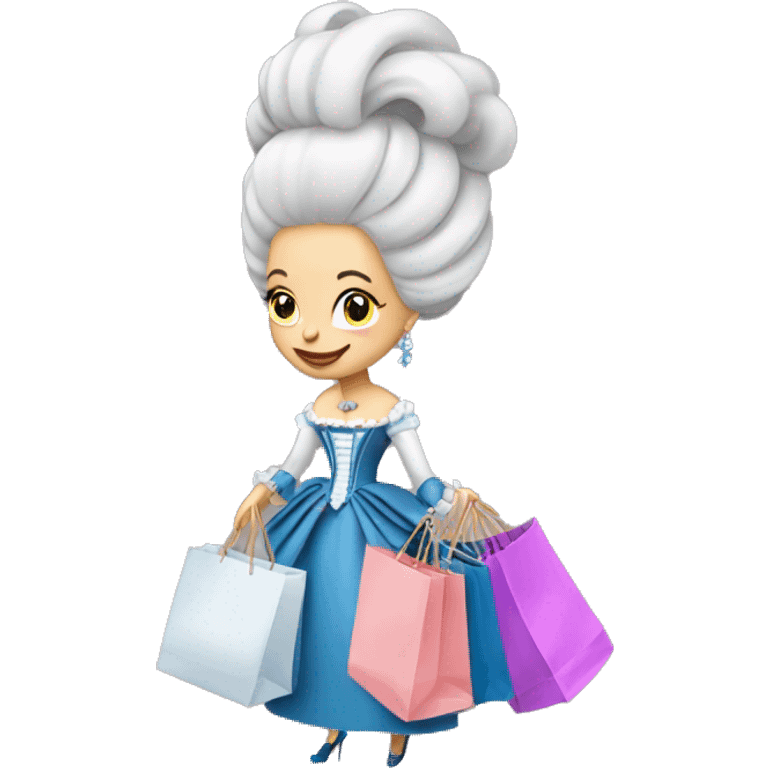 Marie Antoinette with shopping bags emoji