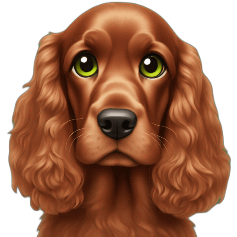 Red cocker spaniel green eyes emoji