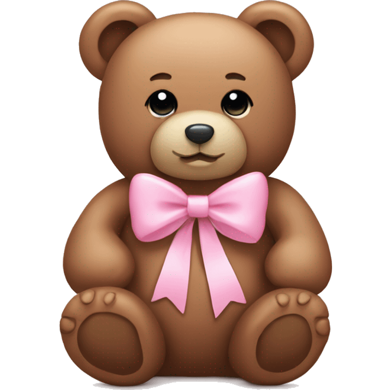 teddy bear with baby pink bow emoji