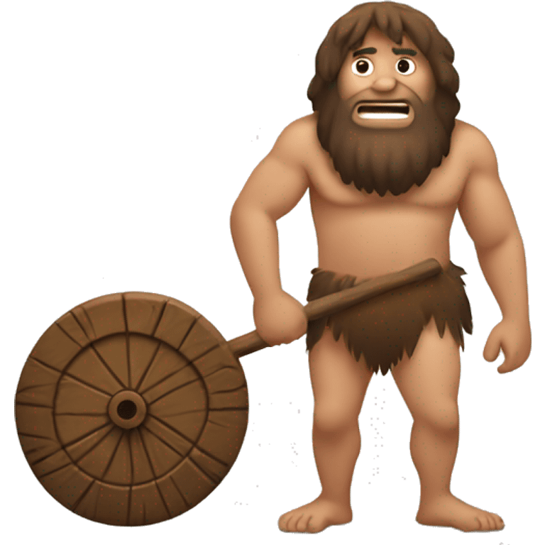 caveman with wooden wheels emoji