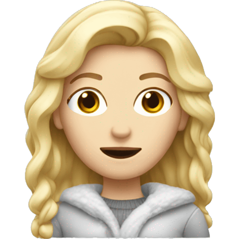 Freezing white woman with blond hair emoji