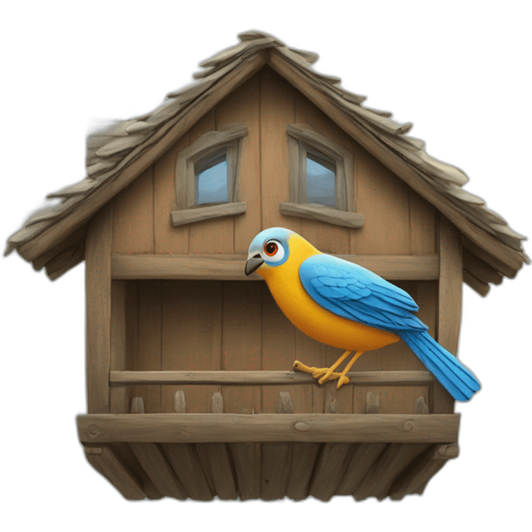 Un oiseau sur une maison emoji