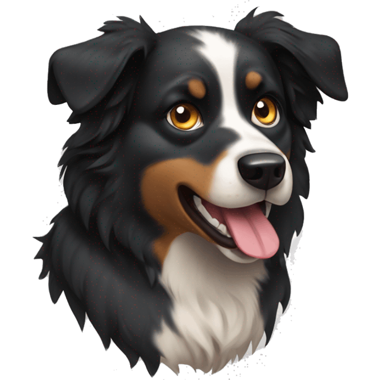 Angry growling Small black australian shepherd dog emoji