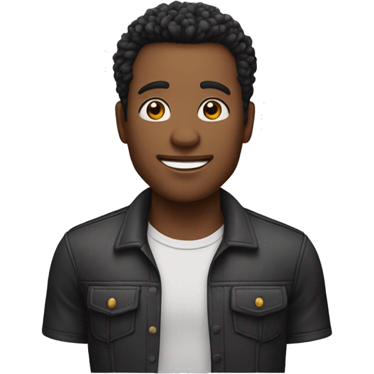 homem de pele clara, com o cabelo cacheado preto emoji