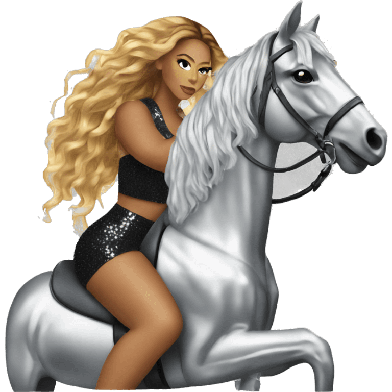 beyonce-sitting-on-sparkly-silver-horse emoji