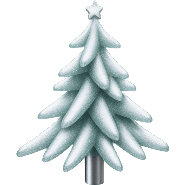 Silver Tinsel green Christmas tree snow on branches lights  emoji