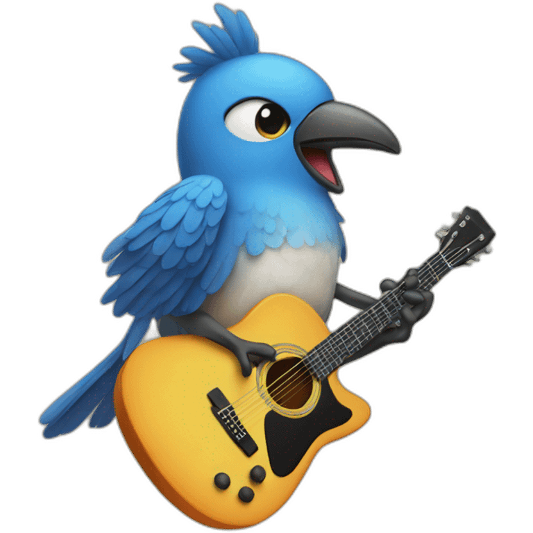 Bird playing guitar emoji