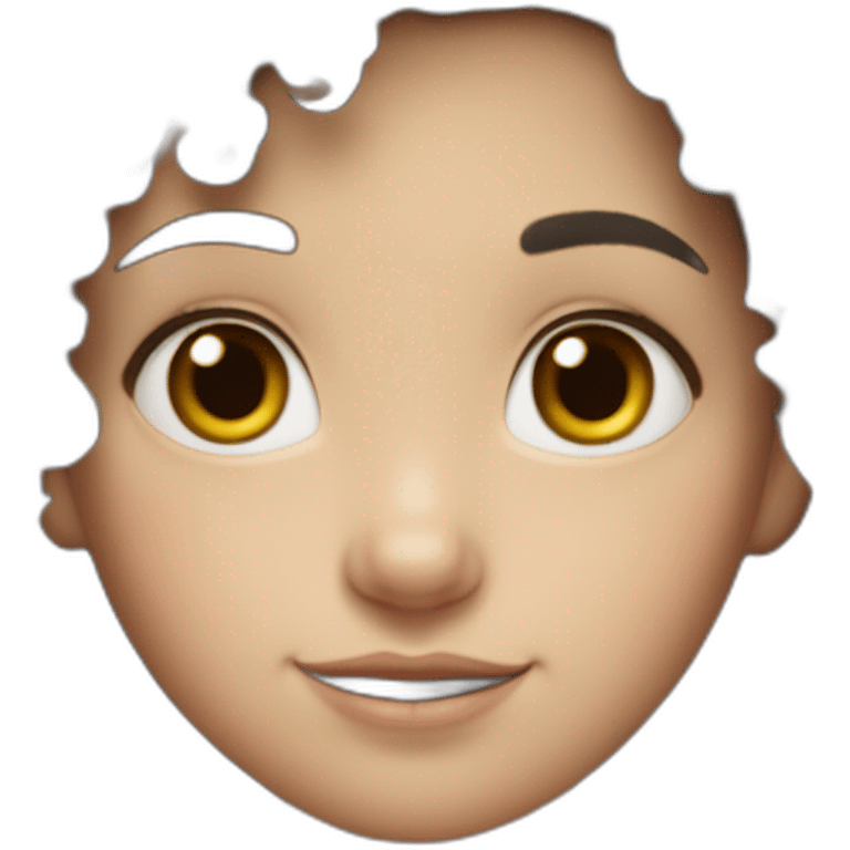 curly black haired white skined a little fat cute girl kid but the hairs ar gathered at the top emoji