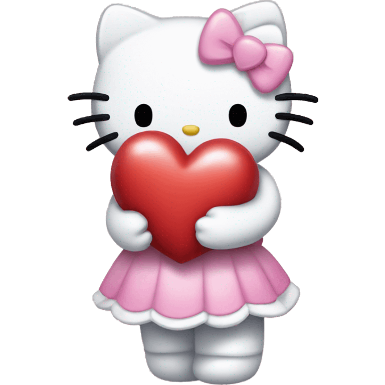 Hello kitty hugging a heart emoji