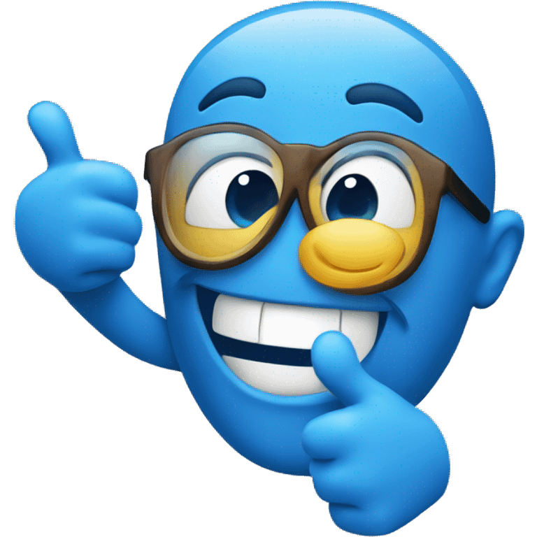 Blue smiling emoji with 2 thumbs up emoji