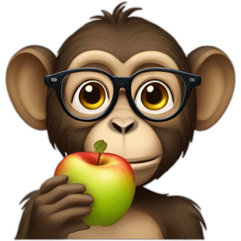 Monkey with glasses eating an apple emoji