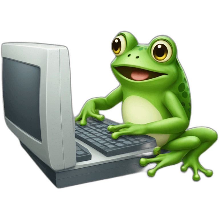 Frog with computer emoji