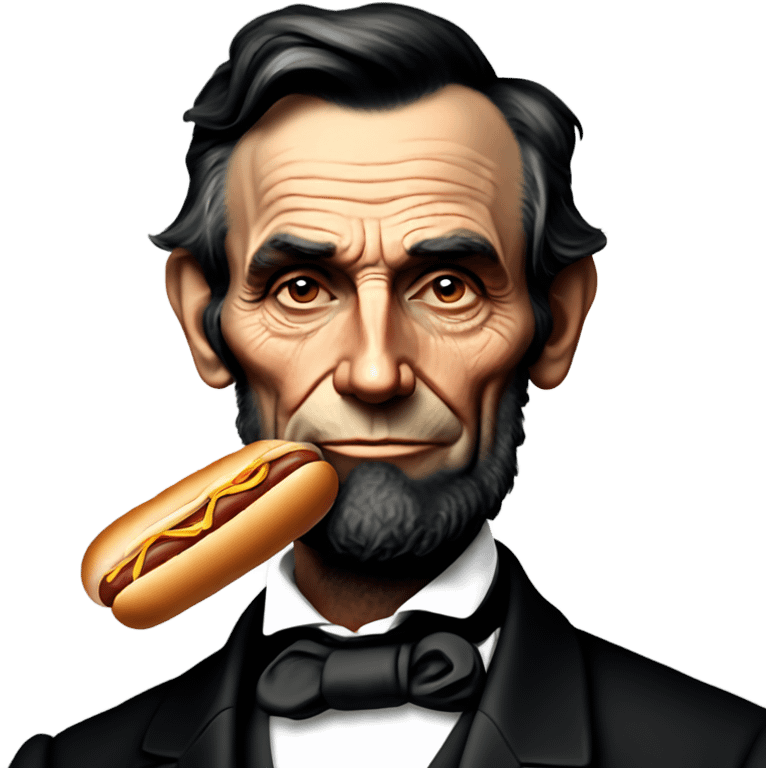 Abraham Lincoln with a hot dog for a nose  emoji