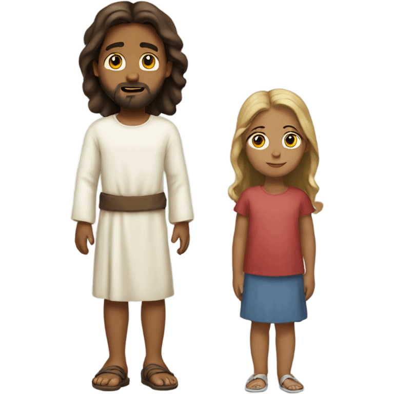 Girl  standing by Jesus emoji