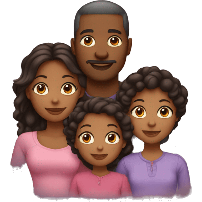 black family, mom, dad,teenage daughter, young daughter, twin girl toddlers emoji