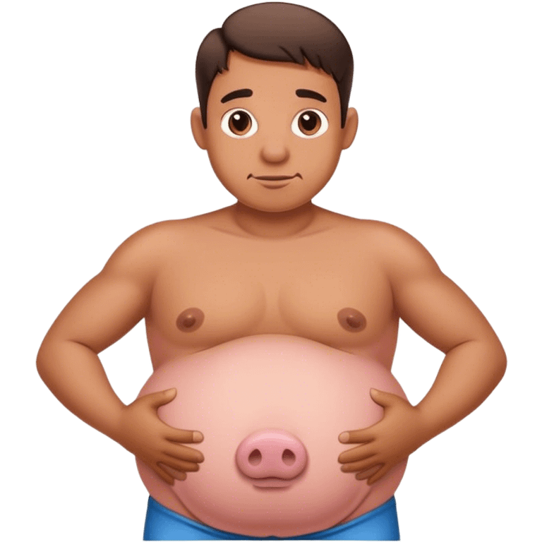 Half Pig half man holding belly emoji