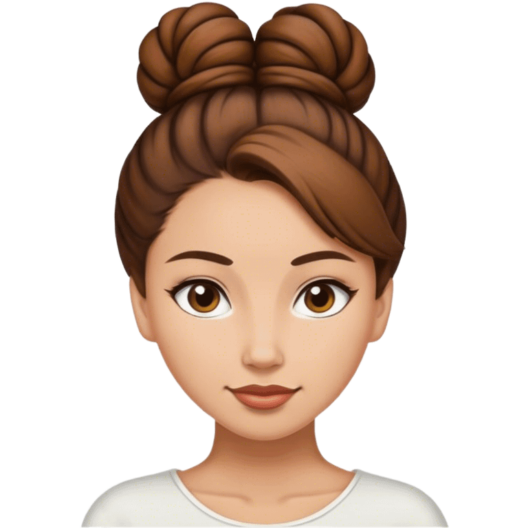 Female computer with brown hair in a bun  emoji