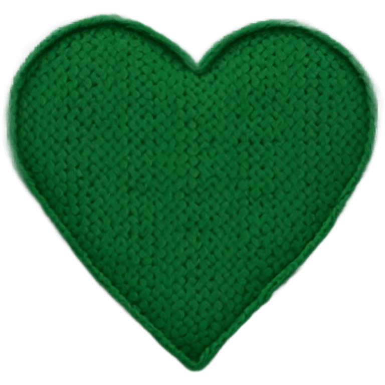 Knitted pattern in the shape of a heart and color is dark green emoji