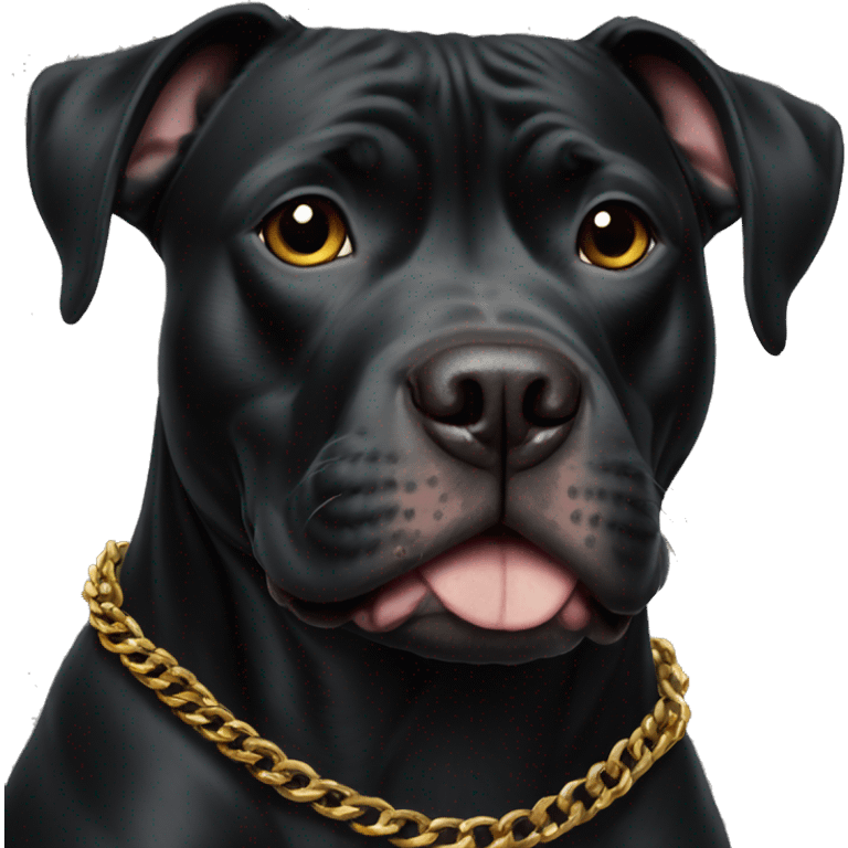 Black Pitbull with gold chain emoji