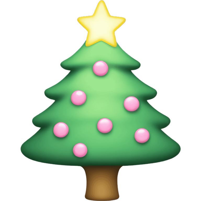 A light green Christmas tree with light pink lights and a light yellow star emoji