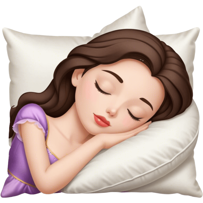 sleeping beauty brunette white girl with a silk pillow emoji