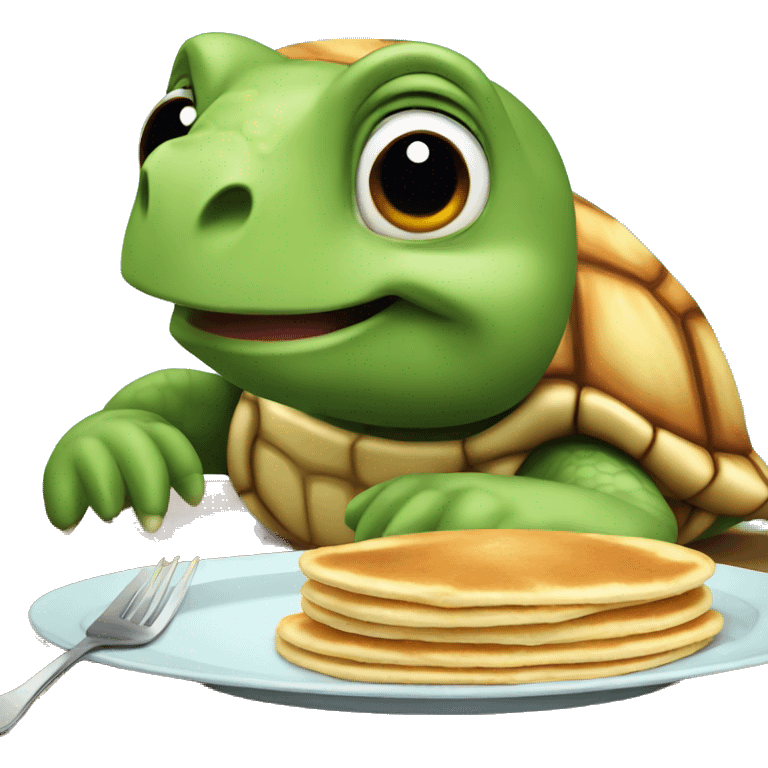 Turtle eating pancakes emoji