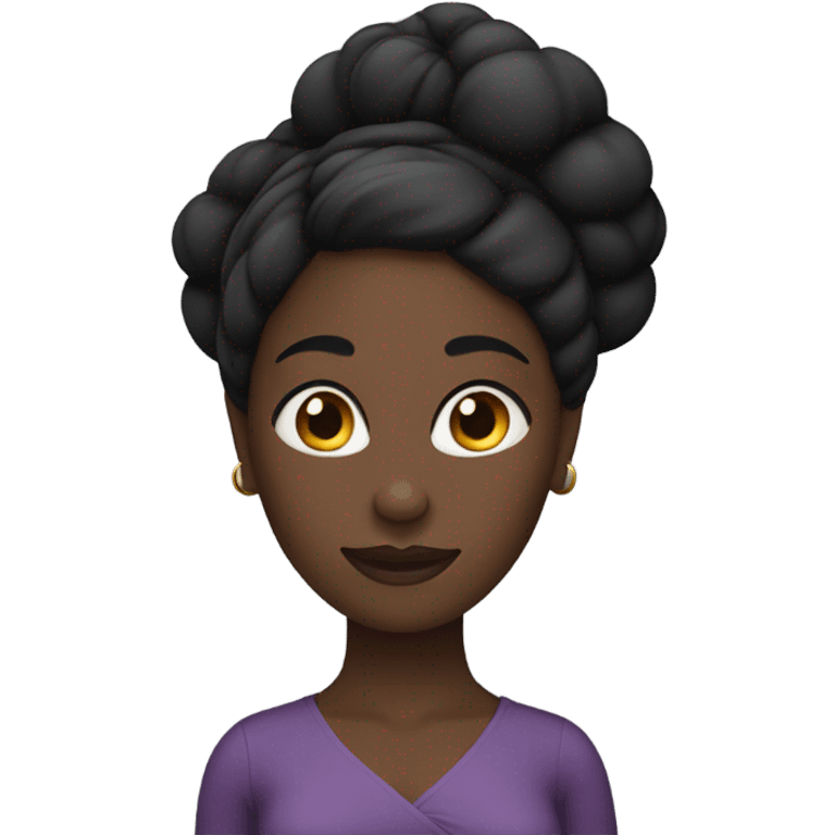 Dark skin black  woman with twist bun good morning emoji