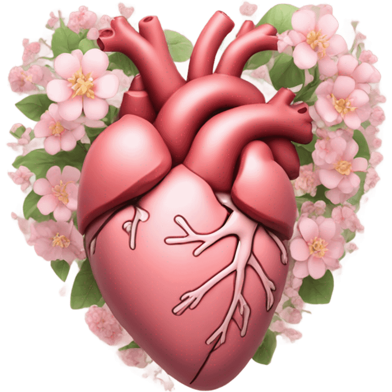 light pink anatomical heart with flower emoji