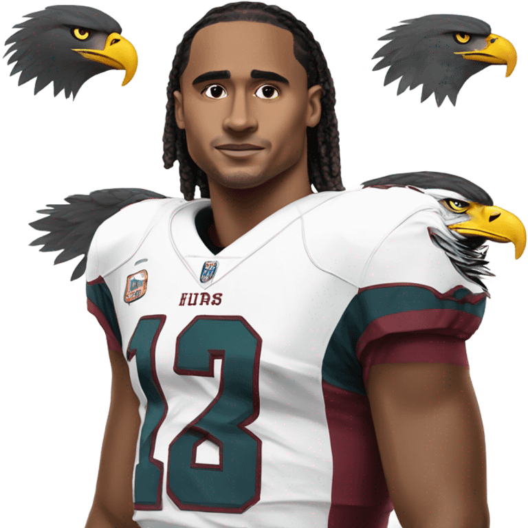 Eagle wearing a Jalen hurts jersey  emoji