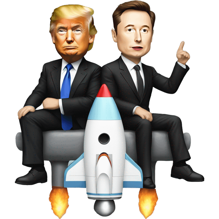 trump and ELon musk sitting on rocket  emoji