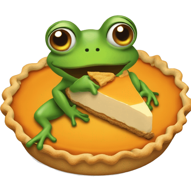 Frog eating pumpkin pie emoji