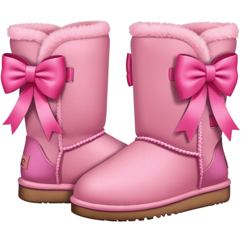 2 pink uggs with 2 pink bow emoji