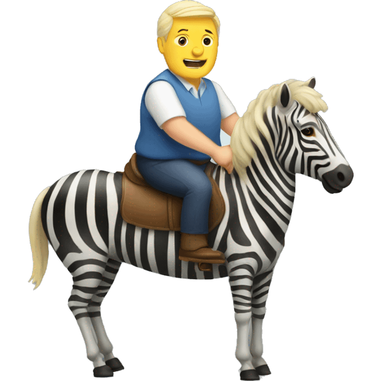 Old overweight blonde man riding a zebra emoji