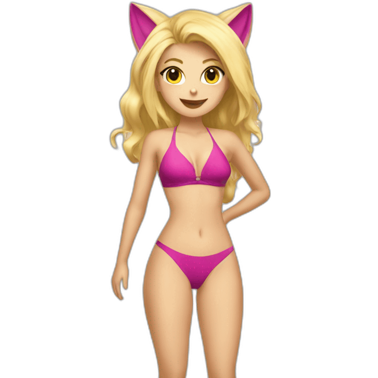 hot catgirl blonde swim suit emoji