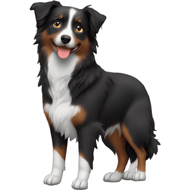 Autumn leaves with Small black australian shepherd dog emoji