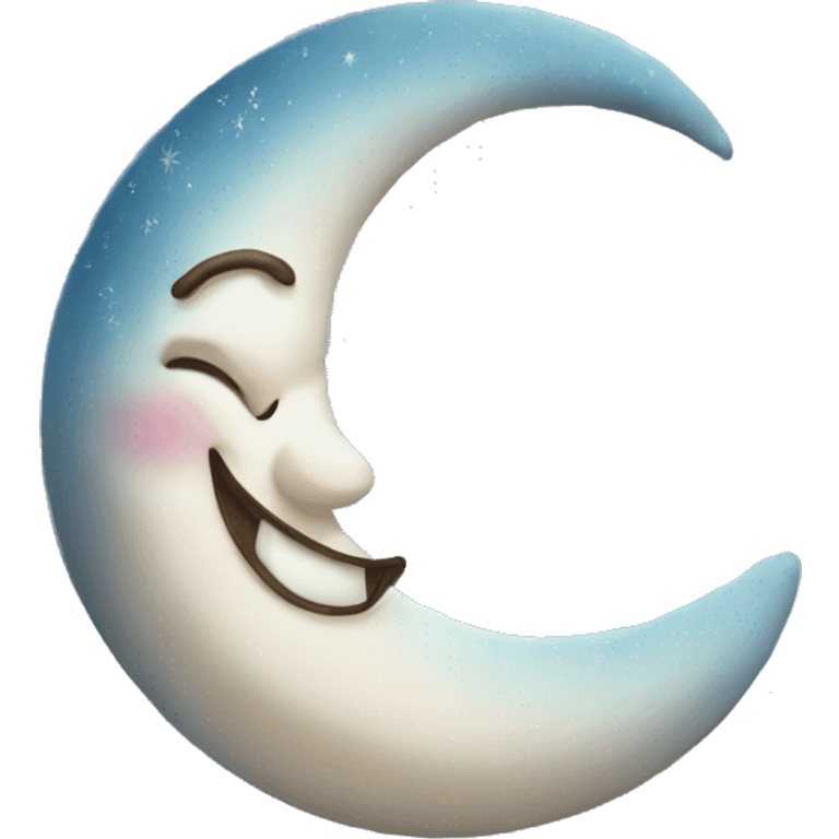 Frozen Crescent moon with smile  emoji