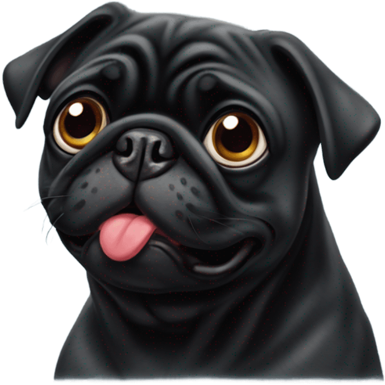 Black pug blowing a kiss emoji