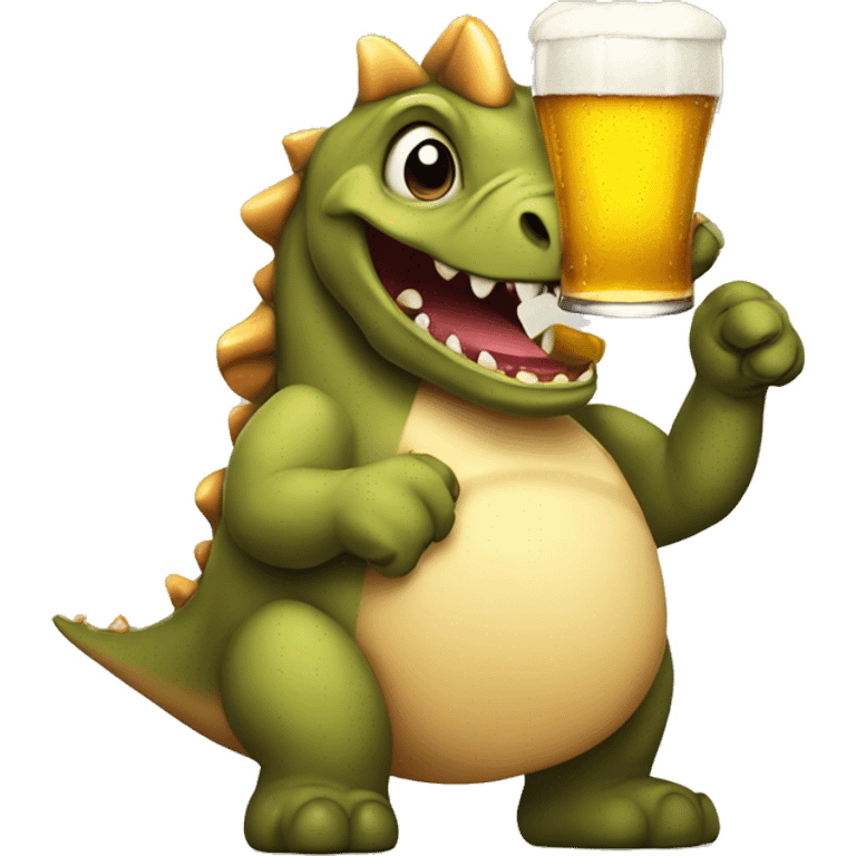 Dinasour with beer emoji