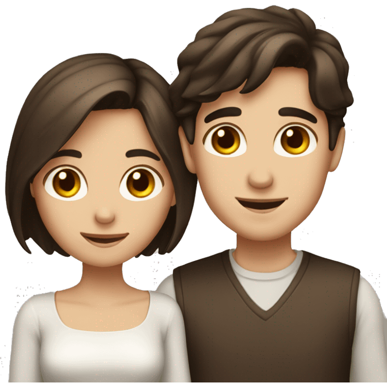 Lovely couple boy with dark hair and girl with brown hair emoji